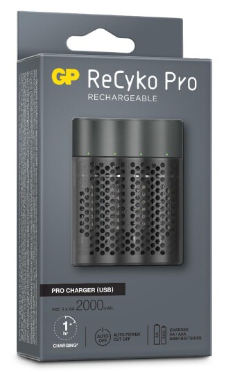 GP ReCyko Pro Batterilader USB inkl. 4 AA batterier GP ReCyko Pro Batterilader USB inkl. 4 AA batterier