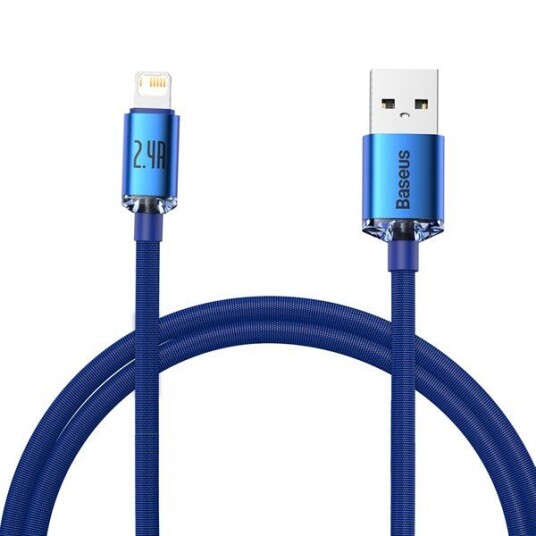 Baseus Kablene Crystal Shine USB til Lightning 2,4A 1,2m Blå