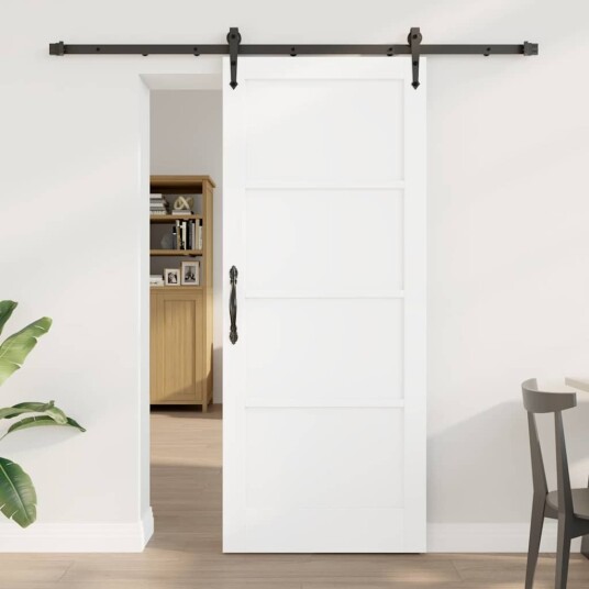 vidaXL Gledør med Glidesett Hvit 83x202 cm Solid Furu
