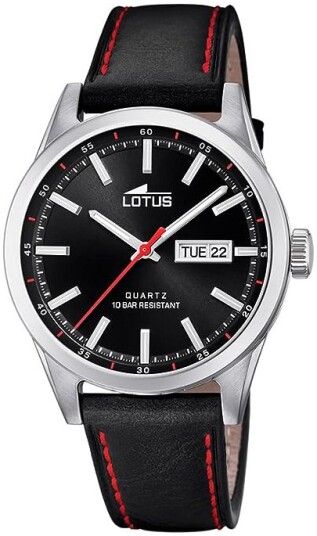 Lotus Herreklokke 18671/4 Classic Sort/Lær Ø42 mm