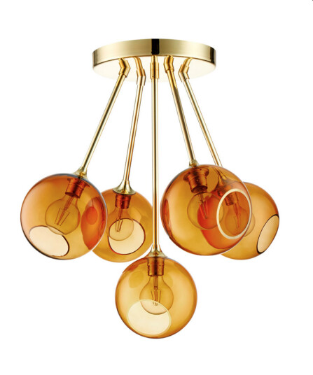 Design By Us Ballroom Molecule taklampe - messing base/orange glass