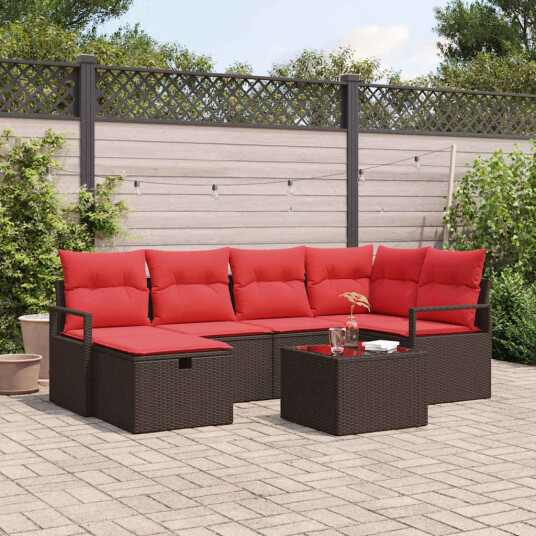 vidaXL Hagesofa Set med pute med lagring polyrotting