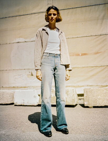Nudie Jeans Juni Checked Shirt   Beige   S