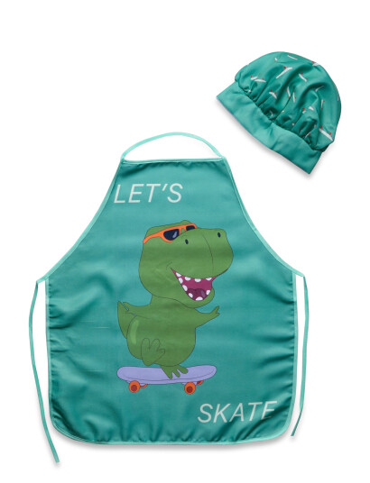 BrandMac Kids Apron + Hat - Nb 2016 Dino Skate - Green - ONE SIZE BrandMac Kids Apron + Hat - Nb 2016 Dino Skate - Green - ONE SIZE