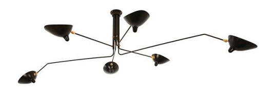 Serge Mouille Plafonnier 6 Taklampe Sort & Messing Serge Mouille Plafonnier 6 Taklampe Sort & Messing