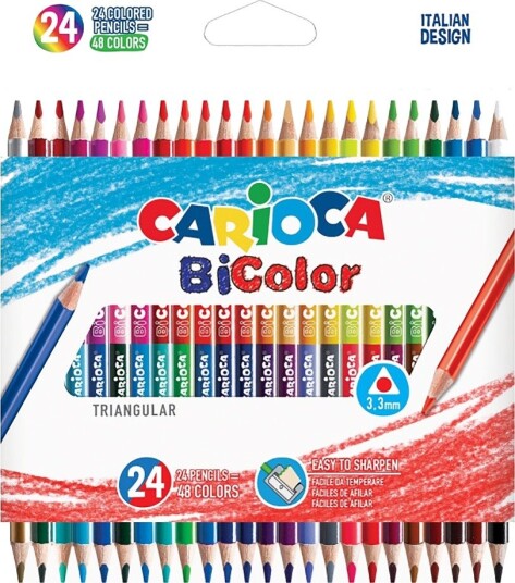 Carioca Dobbeltspiss Fargeblyanter 3,3 mm 24 stk 48 Farger