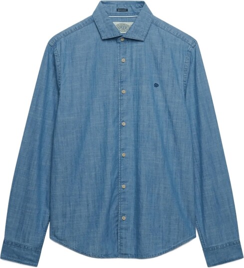 Superdry Essentials Chambray L/S Shirt - WASHED INDIGO - L