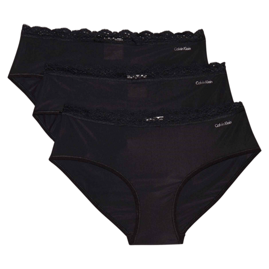 Calvin Klein Truser 3P Boyshorts Hipster Svart polyamid Large Dame Calvin Klein Truser 3P Boyshorts Hipster Svart polyamid Large Dame