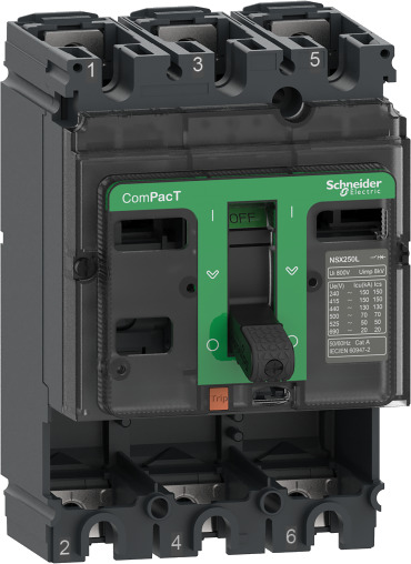 Strømbryter m/strømrelé, ComPacT NSX250B, 250A, 3P