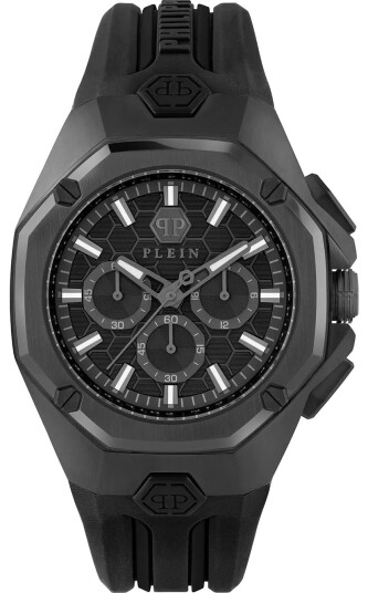 Philipp Plein Herreklokke PWTBA0623 Octagon Sølvfarget/Gummi Ø45 mm