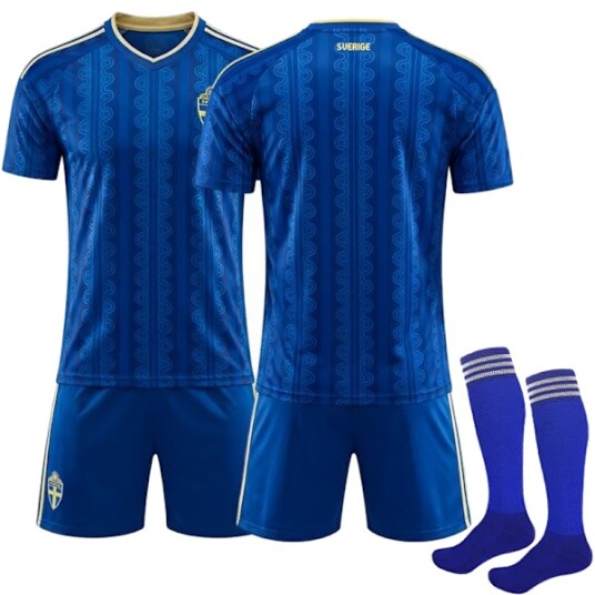 2026 VM Sverige landslag borte barneskjorte+shorts