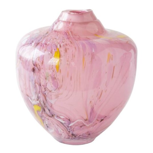 Magnor Unik skulptur kunstglass M 24 cm rosa multi