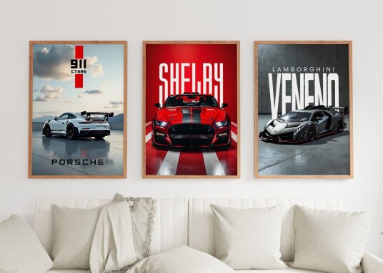 Plakat Bilkolleksjon / Sett med 3