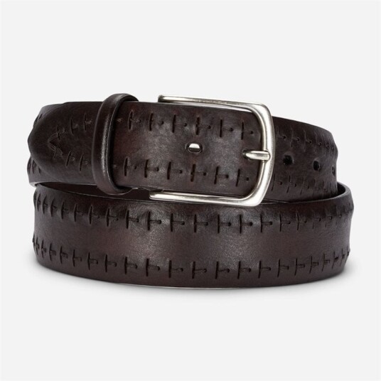 Paolo Vitale Leather Belt With Stitch - Dark Brown Brun 95
