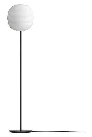 NEW WORKS Lantern Gulvlampe M. Sort Fot & Mattet Hvit Opal Glass