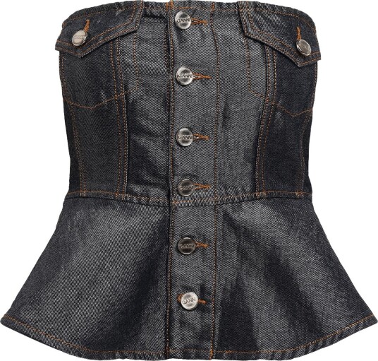 Ganni Button Denim Top Grey 36 Ganni Button Denim Top Grey 36