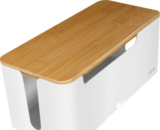 LogiLink Kabelboks med Bambuslokk 32x14x13cm - Kabelorganisator i Hvit