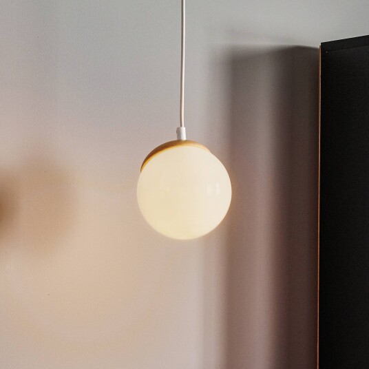 Eko-Light Hengelampe Sfera 1 lyskilde glass/lys tre