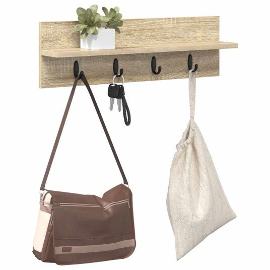  Vegghengt kleshenger med hylle Sonoma eik 60 x 10.5 x 18 cm
