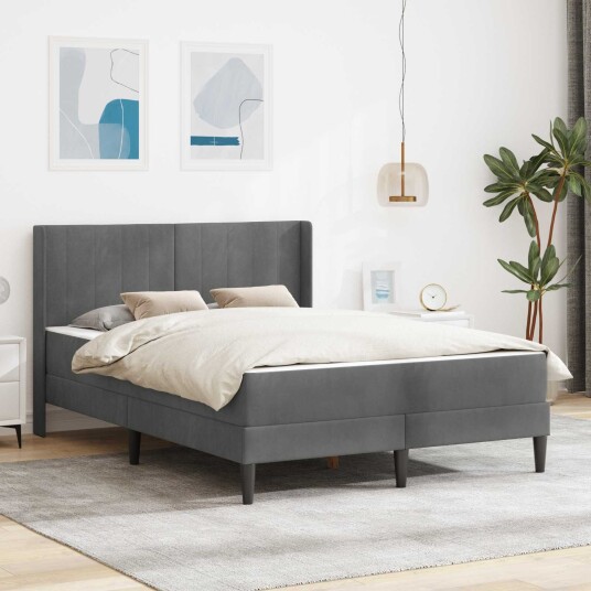 vidaXL Sengeramme med madrass Mørkegrå 120 x 200 cm Fløyel vidaXL Sengeramme med madrass Mørkegrå 120 x 200 cm Fløyel