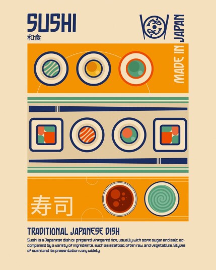 Plakat Sushi Tradisjonell Japansk Rett