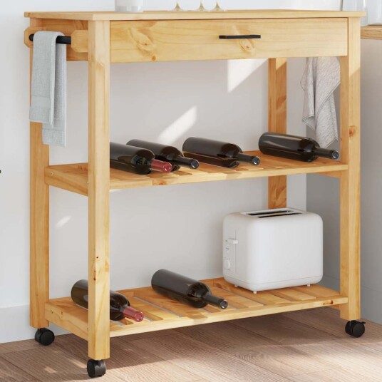Kjøkkenvogn MONZA 84x40x90 cm heltre furu 376100 Kjøkkenvogn MONZA 84x40x90 cm heltre furu 376100