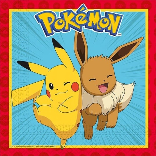 20 stk Pokémon Servietter 33x33 cm til Fest og Bursdag 20 stk Pokémon Servietter 33x33 cm til Fest og Bursdag