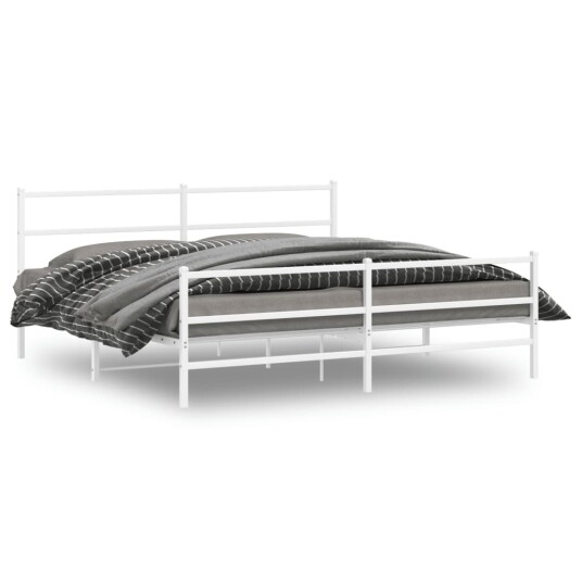 vidaXL Sengeramme i metall med hode- og fotgavl hvit 193x203 cm 8721012303355