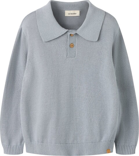 Lil"Atelier Nmmhitos Loose Ls Polo Knit Lil Grey 122 128