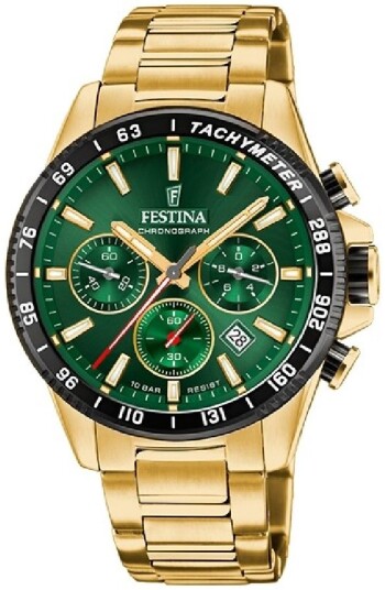 Festina Herreklokke F20634 4 Timeless Grønn/Gulltonet stål Ø43.5 mm Festina Herreklokke F20634 4 Timeless Grønn/Gulltonet stål Ø43.5 mm