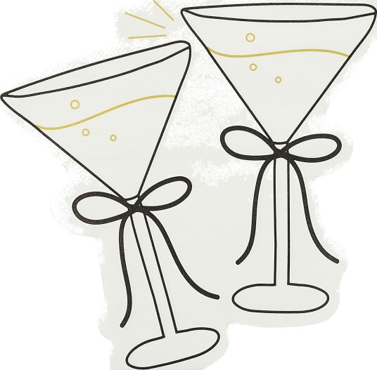 Servietter Cocktailglass Kremhvit Sløyfe 16 pakning