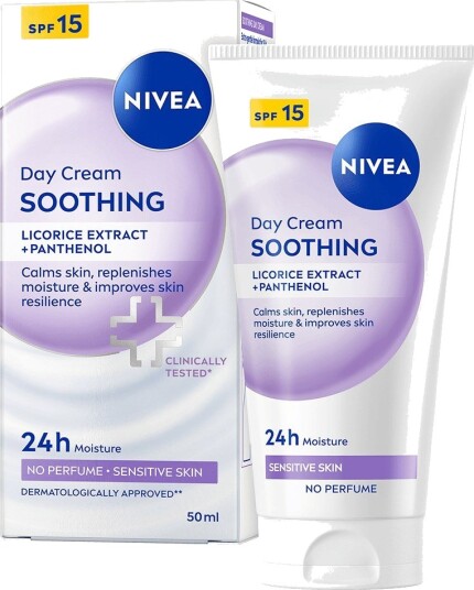 NIVEA Soothing Day Cream med SPF15 for sensitiv hud, 50 ml NIVEA Soothing Day Cream med SPF15 for sensitiv hud, 50 ml