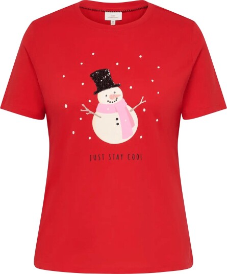 ONLY Carmakoma Carkita Reg S/S Tee Xmas Jrs HIGH RISK RED 46 48