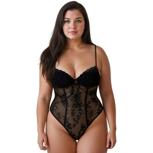 NORTIE Moments Amara Embroidered Mesh Body Svart L NORTIE Moments Amara Embroidered Mesh Body Svart L