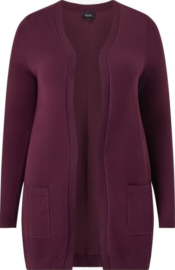 Zizzi Kardigan mCarrie L/S Long Cardigan Rød