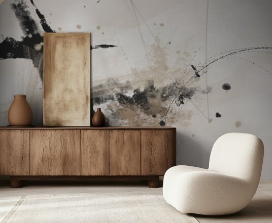 Tapet Abstrakt Svart Beige Tapet Abstrakt Svart Beige
