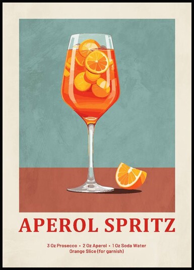 Aperol Spritz Cocktail Recipe Plakat Plakat / 21x30cm