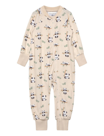 Geggamoja Bamboo Two Way Zip Pyjamas Beige Panda - Cream - 86/92 Geggamoja Bamboo Two Way Zip Pyjamas Beige Panda - Cream - 86/92