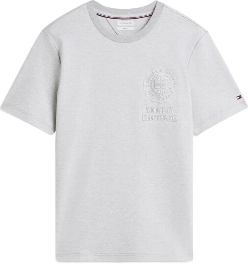 Tommy Hilfiger Interlock Embossed T Shirt LIGHT GREY HEATHER XL Tommy Hilfiger Interlock Embossed T Shirt LIGHT GREY HEATHER XL