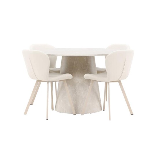Spisegruppe Venture Home Lanzo Ø120 cm med 4st Lilja Spisestoler