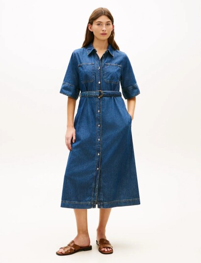 Tommy Hilfiger Dnm Lor Fit & Flare Ss Dress Blue 38 Tommy Hilfiger Dnm Lor Fit & Flare Ss Dress Blue 38