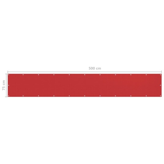 vidaXL Balkongskjerm rød 75x500 cm HDPE
