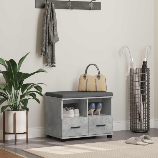 vidaXL Gangbenk BetongGrå 60 x 38 x 46 cm Konstruert treverk og stoff vidaXL Gangbenk BetongGrå 60 x 38 x 46 cm Konstruert treverk og stoff