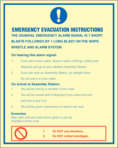 Jo Safety Emergency evacuation instructions IMO Mandatory sign 106300