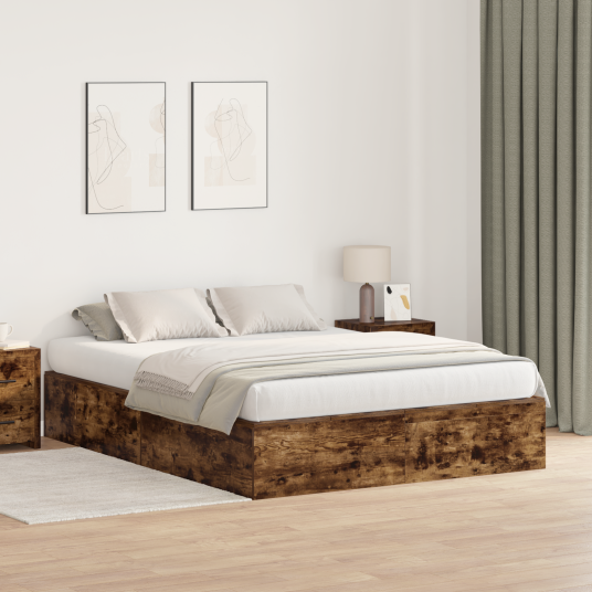 Lager Seng Ramme Røkt Eik 135x190 cm 3335441
