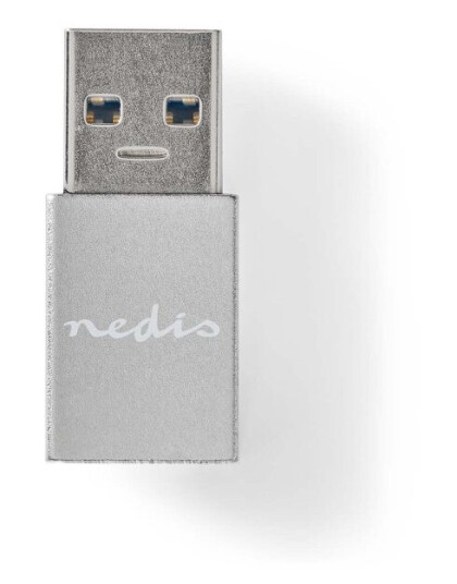 Nedis USB-A Adapter | USB 3.2 Gen 1 | USB-A Han | USB-C™ Hunn | 5 Gbps | Rund | Nikkel belagt | Sort | Boks