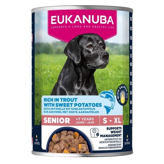 Eukanuba Våtfôr for eldre hunder med ørret og søtpotet 400g Eukanuba Våtfôr for eldre hunder med ørret og søtpotet 400g