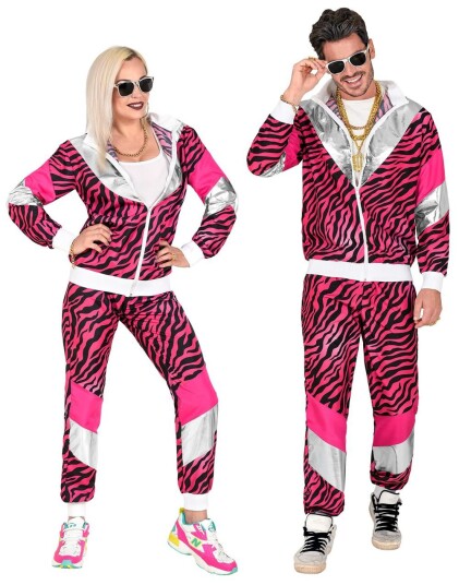 80 talls UV Glow Grilldress med Rosa Tigermotiv til Voksen 80 talls UV Glow Grilldress med Rosa Tigermotiv til Voksen