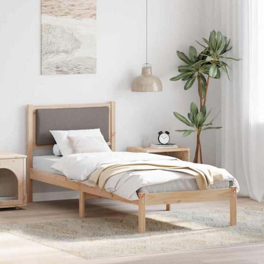 Sengestamme med hodegjerde Gråbrun 80 x 190 cm Massiv furu
