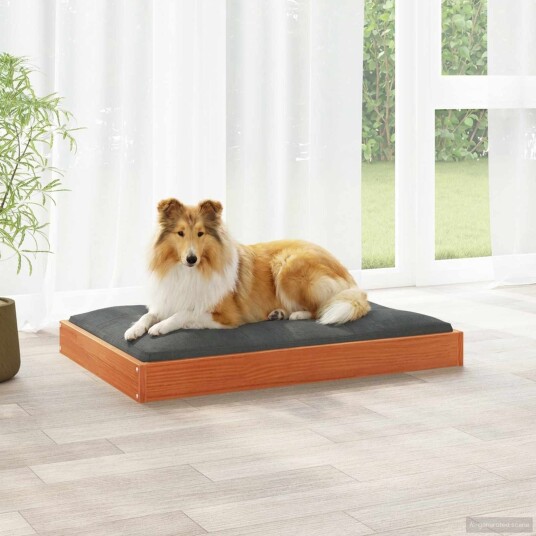 Vidaxl Hundeseng Vokset Brun 92 X 64 X 9 cm Massiv Furu